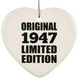 77th Birthday Original 1947 Limited Edition - Heart Ornament