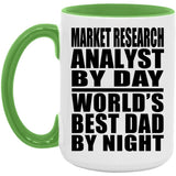 Market Research Analyst By Day World's Best Dad By Night - 15oz Accent Mug Green