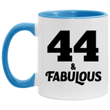 44th Birthday 44 & Fabulous - 11oz Accent Mug Blue