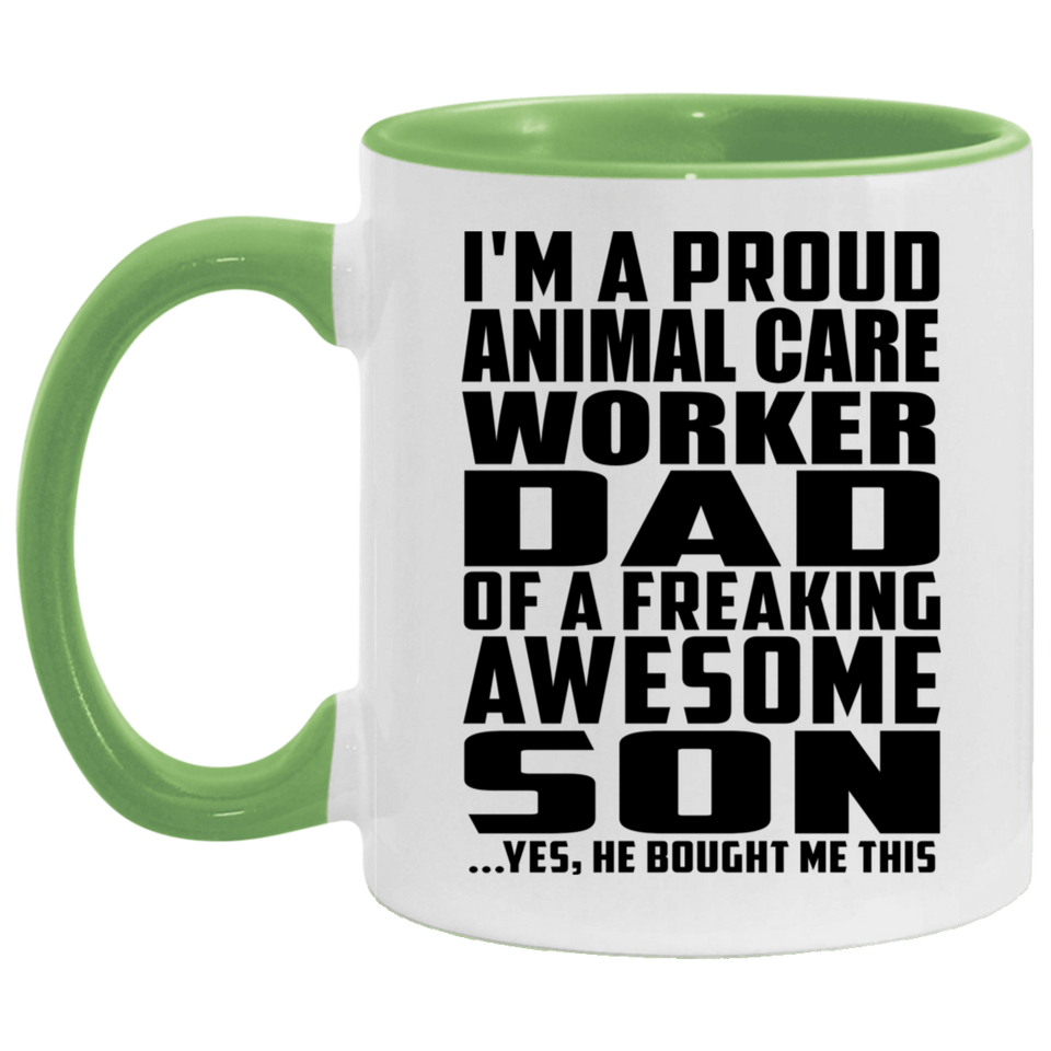 Proud Animal Care Worker Dad Of Awesome Son - 11oz Accent Mug Green