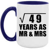 7th Anniversary Square Root of 49 Years As Mr & Mrs - 15oz Accent Mug Purple