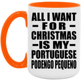 All I Want For Christmas Is My Portuguese Podengo Pequeno - 15oz Accent Mug Orange