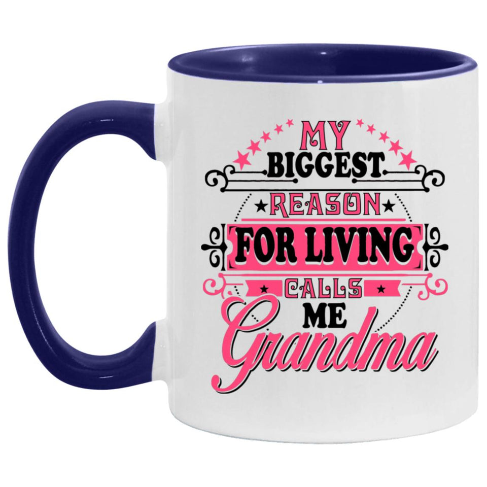 My Biggest Reason For Living Calls Me Grandma - 11oz Accent Mug Purple