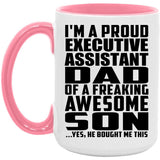 Proud Executive Assistant Dad Of Awesome Son - 15oz Accent Mug Pink