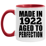 102nd Birthday Made In 1922 Aged to Perfection - 11oz Accent Mug Red