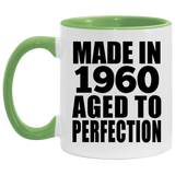 64th Birthday Made In 1960 Aged to Perfection - 11oz Accent Mug Green