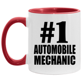 Number One #1 Automobile Mechanic - 11oz Accent Mug Red