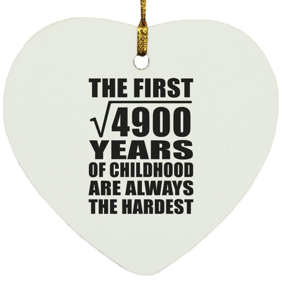 70th Birthday Square Root of 4900 Years of Childhood - Heart Ornament