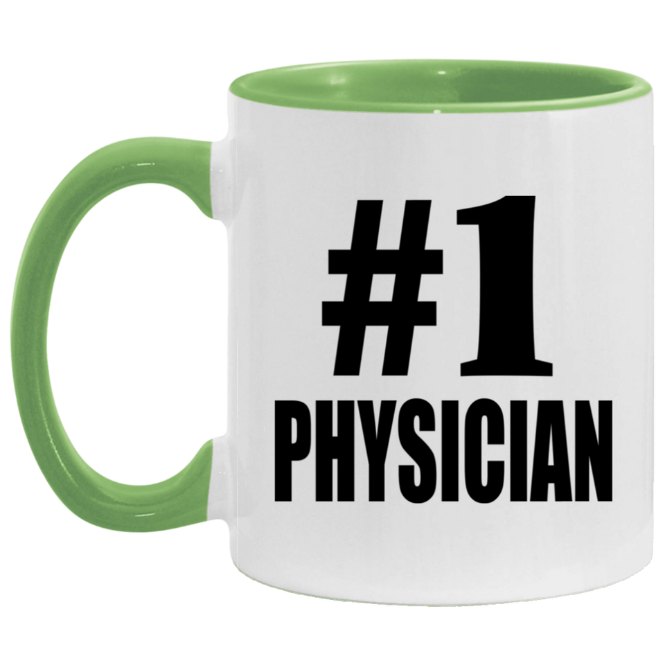 Number One #1 Physician - 11oz Accent Mug Green