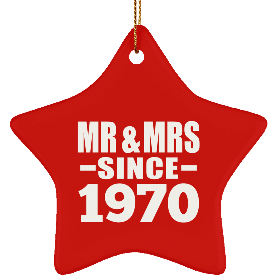54th Anniversary Mr & Mrs Since 1970 - Star Ornament