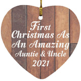 First Christmas As An Amazing Auntie & Uncle 2021 - Heart Ornament E