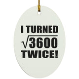 120th Birthday I Turned Square Root of 3600 Twice - Oval Ornament