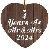 4th Anniversary 4 Years As Mr & Mrs 2024 - Heart Ornament D
