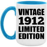 112th Birthday Vintage 1912 Limited Edition - 15oz Accent Mug Blue