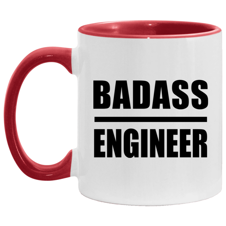 Badass Engineer - 11oz Accent Mug Red