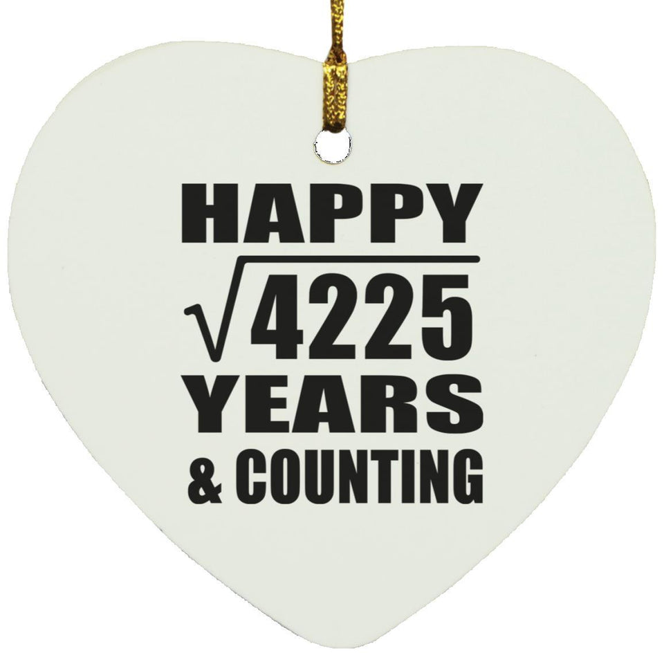 Happy 65th Anniversary Square Root of 4225 Years & Counting - Heart Ornament
