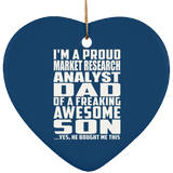 Proud Market Research Analyst Dad Of Awesome Son - Heart Ornament