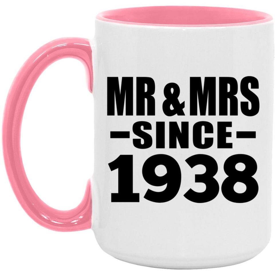 86th Anniversary Mr & Mrs Since 1938 - 15oz Accent Mug Pink