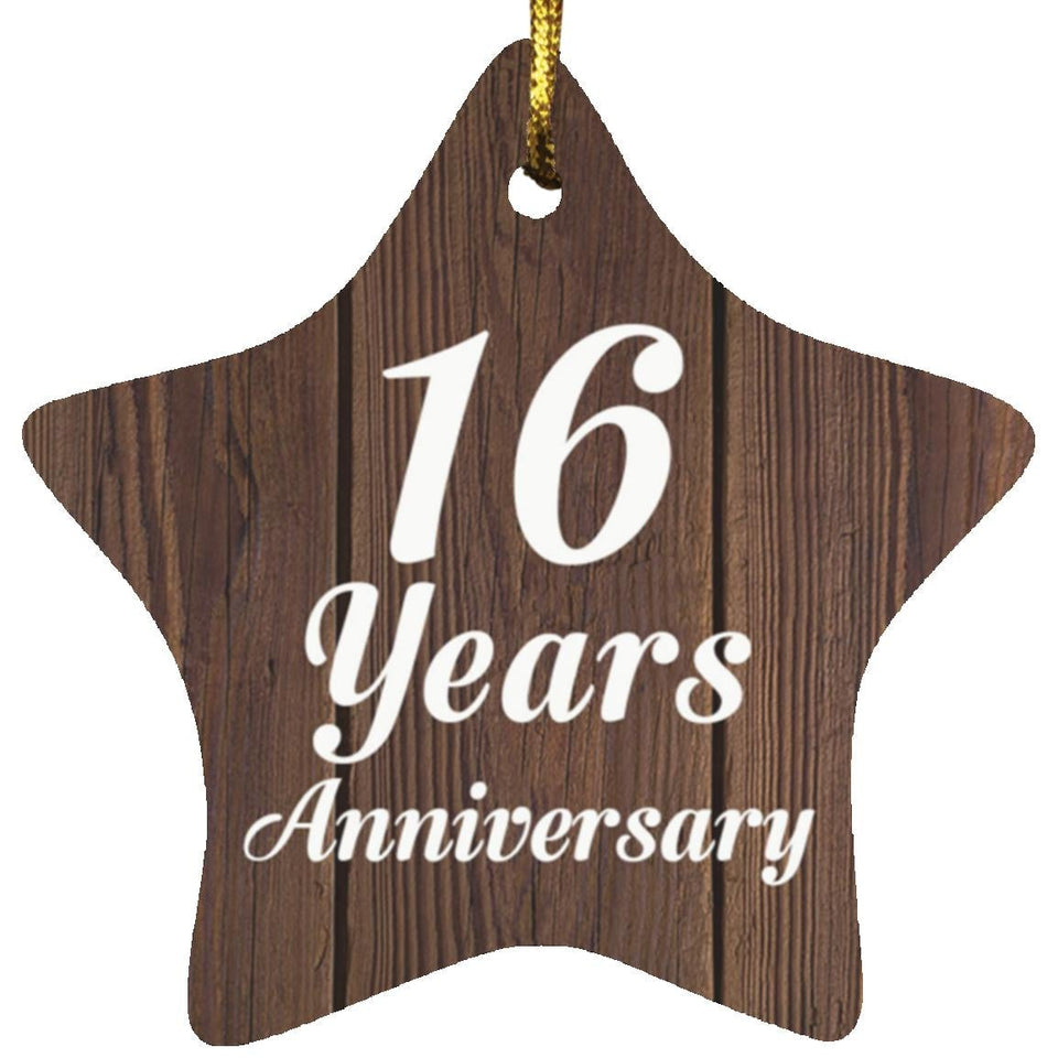 16th Anniversary 16 Years Anniversary - Star Ornament D