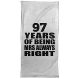 97th Anniversary 97 Years of Being Mrs Always Right - Hand Towel