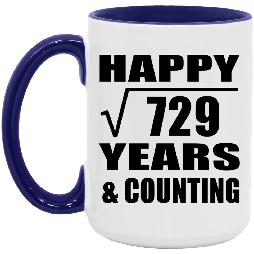 Happy 27th Anniversary Square Root of 729 Years & Counting - 15oz Accent Mug Purple