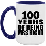 100th Anniversary 100 Years Of Being Mrs Right - 15oz Accent Mug Purple