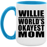 Willie World's Okayest Mom - 15oz Accent Mug Blue