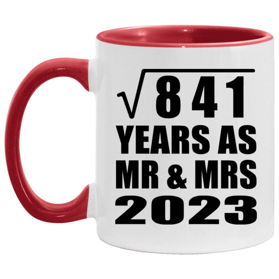 29th Anniversary Square Root of 841 Years As Mr & Mrs 2023 - 11oz Accent Mug Red