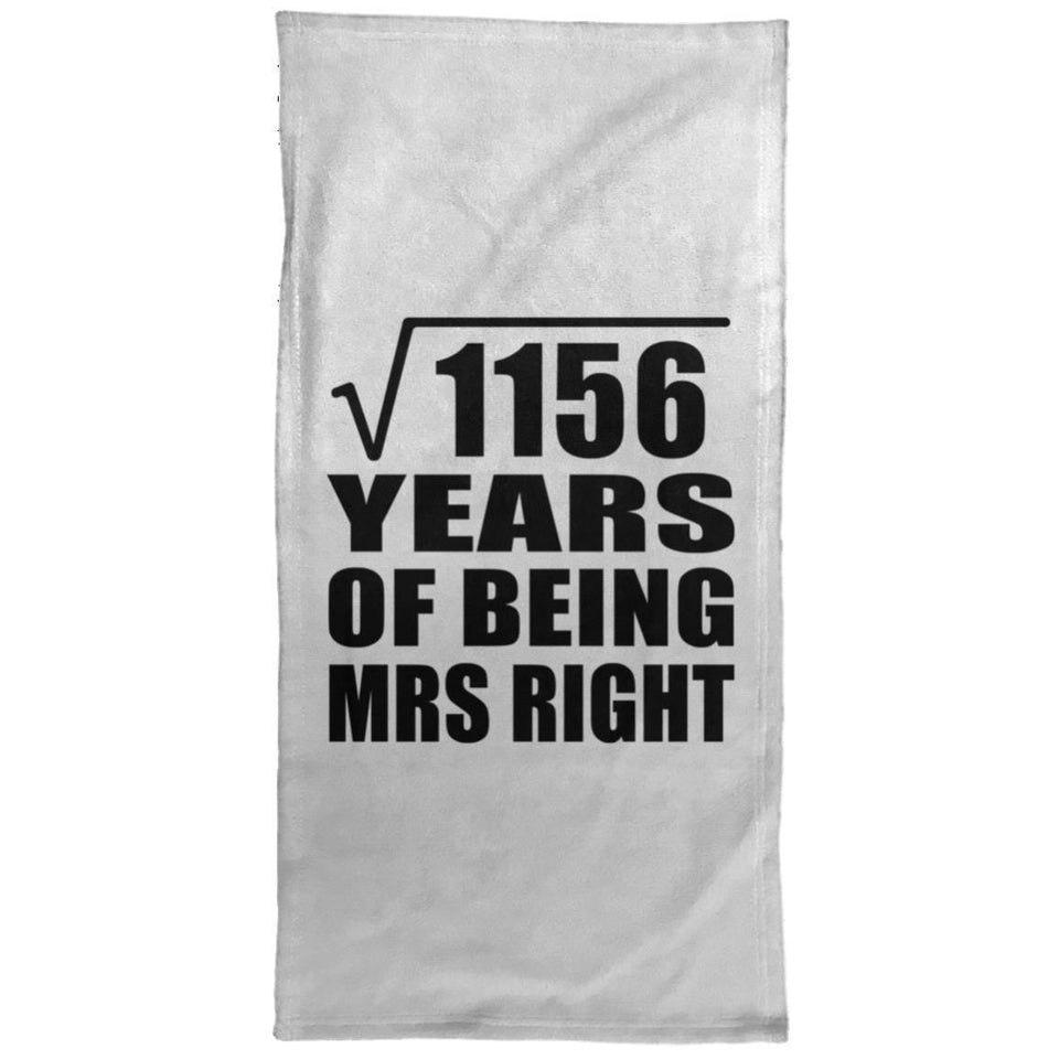 34th Anniversary Square Root of 1156 Years of Being Mrs Right - Hand Towel