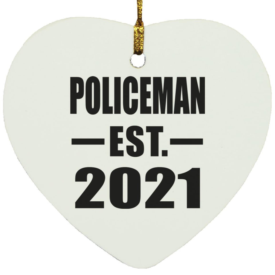 Policeman Established EST. 2021 - Heart Ornament