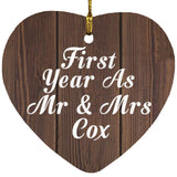 First Year As Mr & Mrs Cox - Heart Ornament D