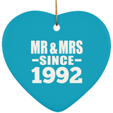32nd Anniversary Mr & Mrs Since 1992 - Heart Ornament