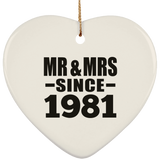 43rd Anniversary Mr & Mrs Since 1981 - Heart Ornament