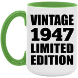 77th Birthday Vintage 1947 Limited Edition - 15oz Accent Mug Green