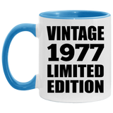 47th Birthday Vintage 1977 Limited Edition - 11oz Accent Mug Blue