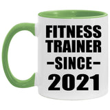 Fitness Trainer Since 2021 - 11oz Accent Mug Green