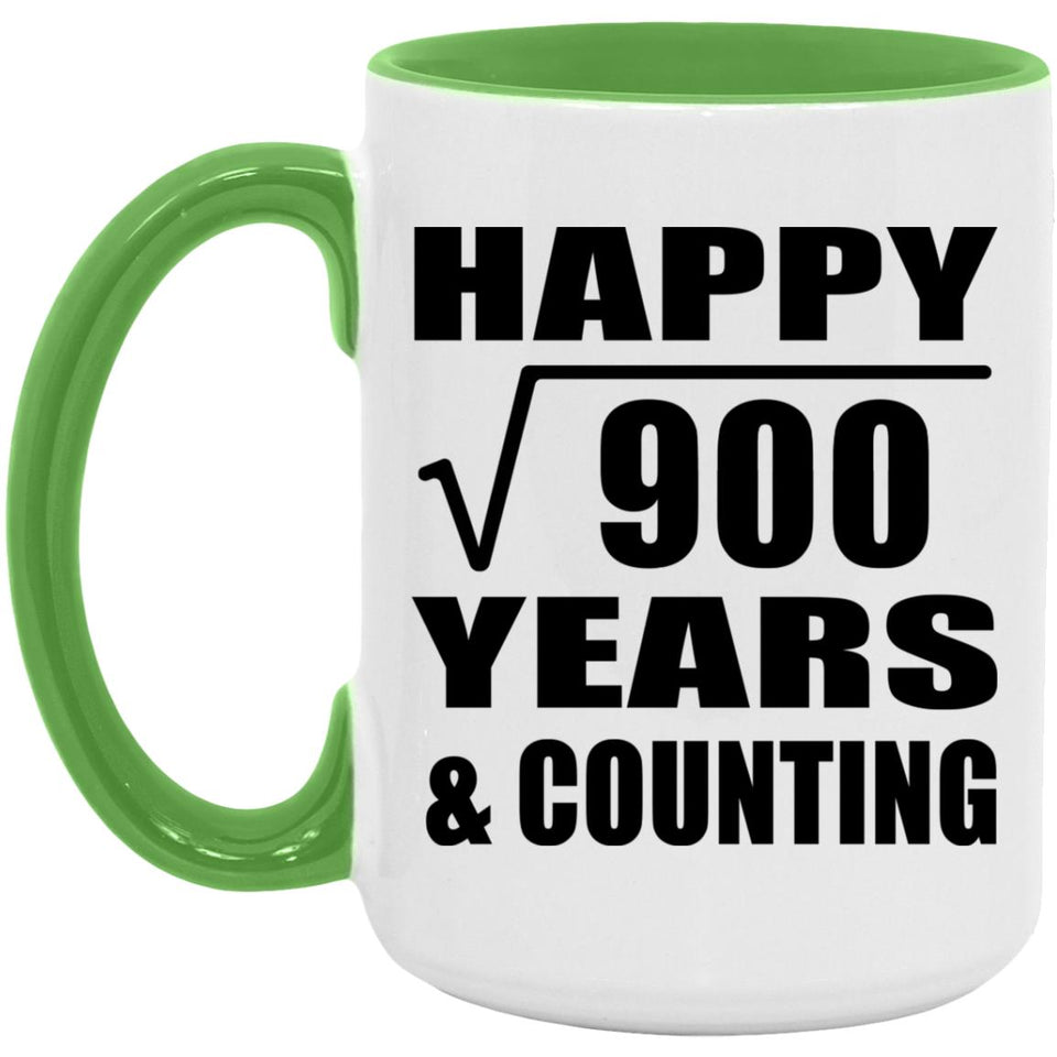 Happy 30th Anniversary Square Root of 900 Years & Counting - 15oz Accent Mug Green