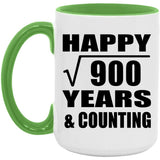 Happy 30th Anniversary Square Root of 900 Years & Counting - 15oz Accent Mug Green