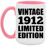 112th Birthday Vintage 1912 Limited Edition - 15oz Accent Mug Pink