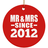 12th Anniversary Mr & Mrs Since 2012 - Circle Ornament