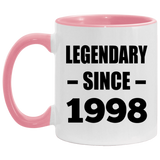 26th Birthday Legendary Since 1998 - 11oz Accent Mug Pink
