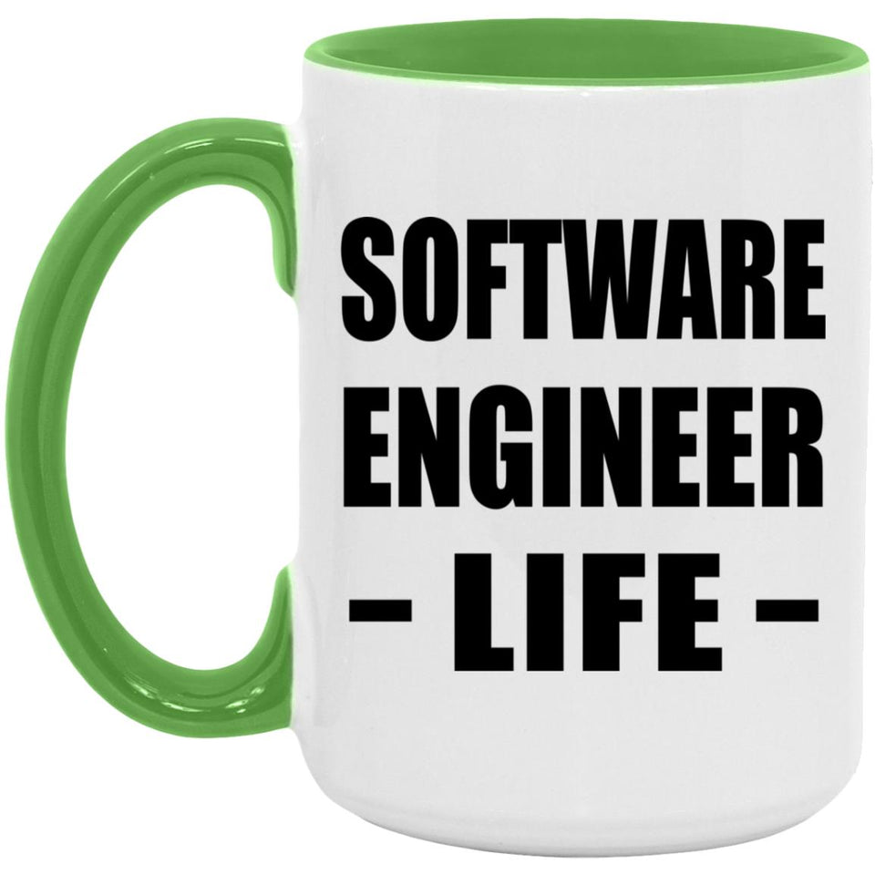 Software Engineer Life - 15oz Accent Mug Green