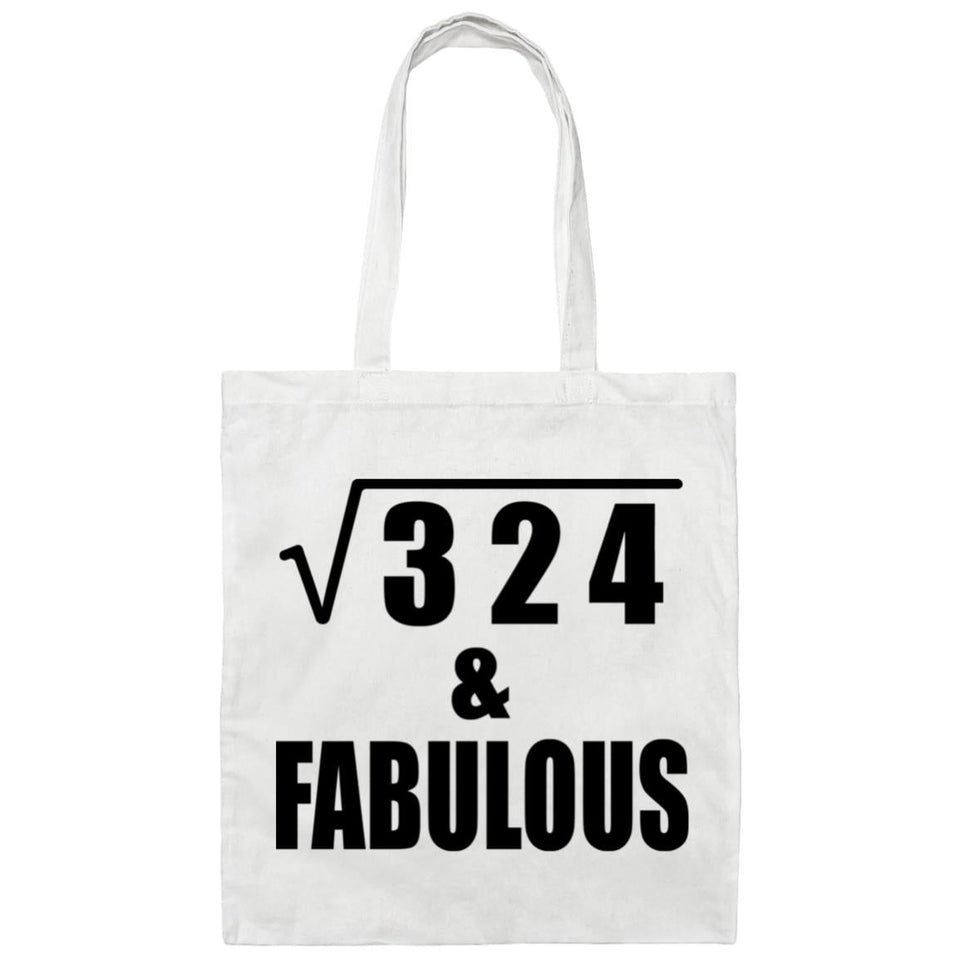 18th Birthday Square Root of 324 & Fabulous - Tote Bag White