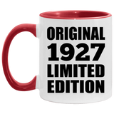 97th Birthday Original 1927 Limited Edition - 11oz Accent Mug Red
