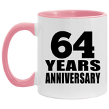 64th Anniversary 64 Years - 11oz Accent Mug Pink
