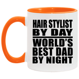 Hair Stylist By Day World's Best Dad By Night - 11oz Accent Mug Orange
