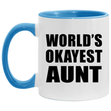 World's Okayest Aunt - 11oz Accent Mug Blue