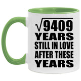 97th Anniversary Square Root of 9409 Years Still In Love - 11oz Accent Mug Green