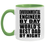 Environmental Engineer By Day World's Best Dad By Night - 11oz Accent Mug Green