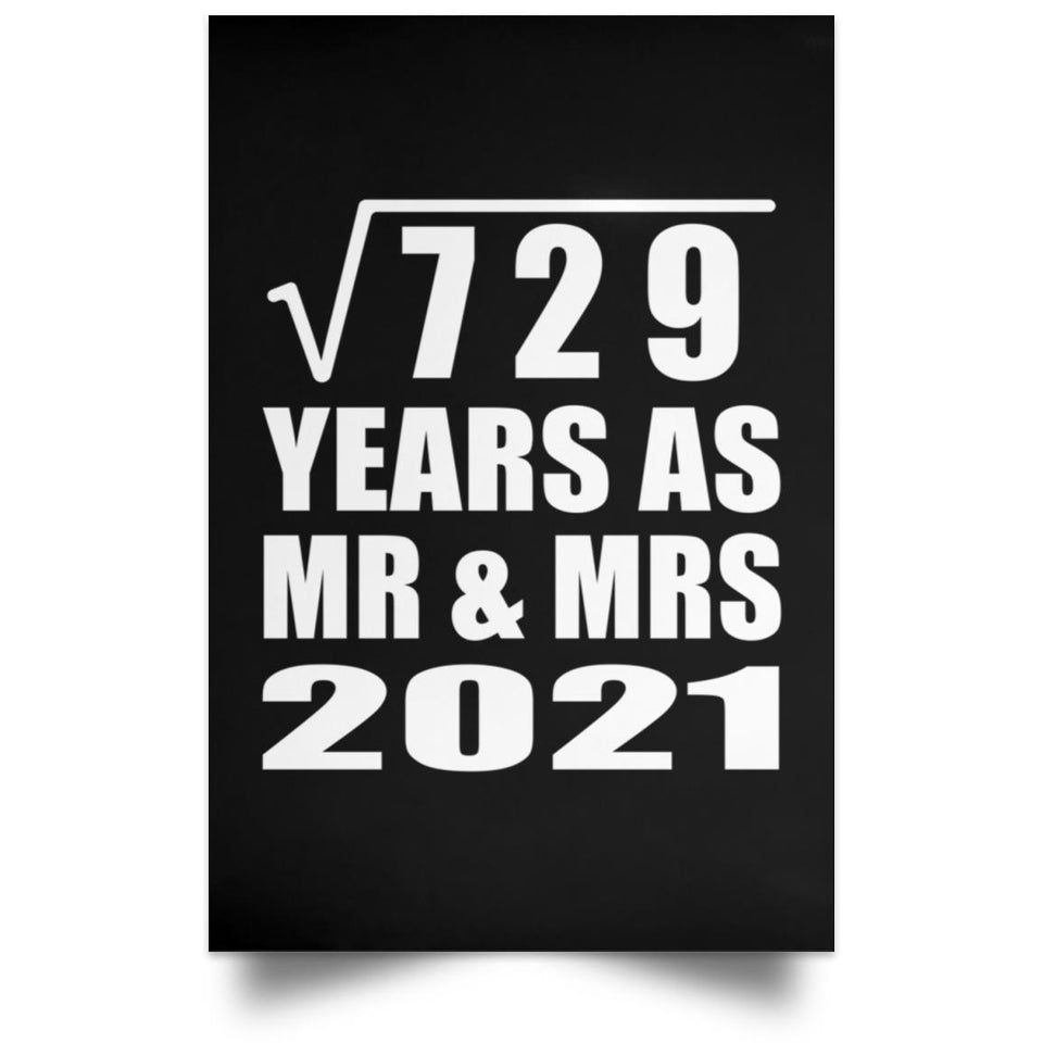 27th Anniversary Square Root of 729 Years As Mr & Mrs 2021 - Poster Portrait